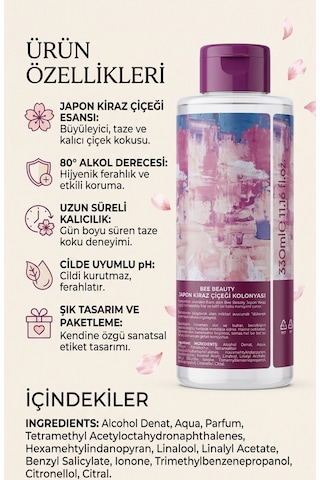 Kiraz Çiçeği Kolonyası 330ml 80 Derece