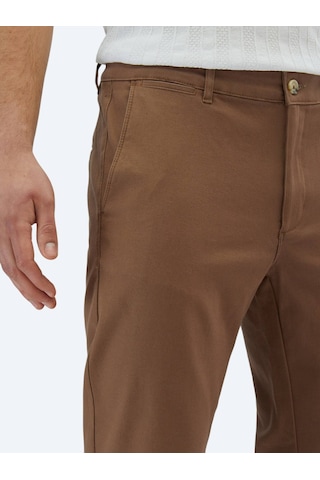 Kip Açık Kahve Dokuma Regular Fit Casual Pamuk Karışımlı Pantolon Kahverengi