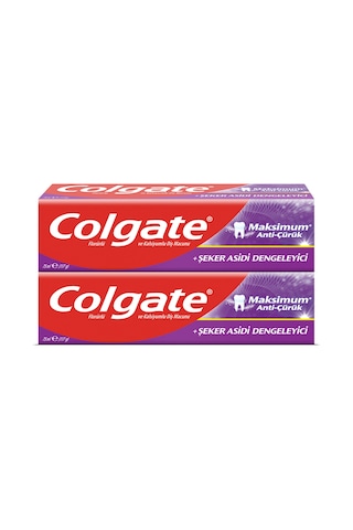 Colgate Maksimum Anti Çürük Şeker Asidi Dengeleyici Diş Macunu 2 x 75 ML