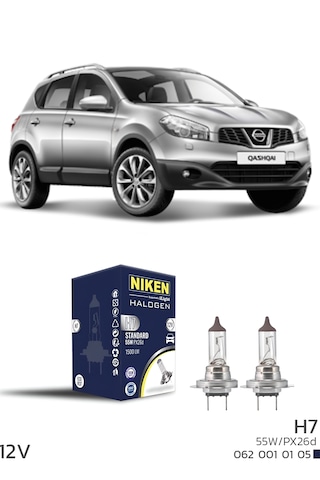 Nissan Qashqai J10 2007-2013 Kısa Far Ampulü H7 Halojen Ampul 12v 55w 2 Adet 3200k Güçlü Net Işık