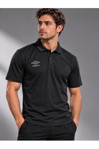 Umbro Black Kamp Erkek Siyah Pamuklu Polo Yaka Spor Tişört Tf0590