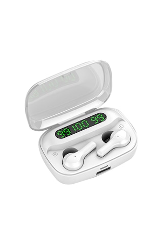 Leezsing R3 Modeli Beyaz Bluetooth 5.0 Kulaklıklar: Dokunmatik Kontrol, Led Sayım Gösterimi, Kablosuz İkili Kulaküstü Tasarım