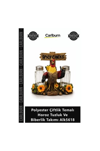 Özel Üretim Mutfak Dekoratif Şık Polyester Çiftlik Temalı Horoz Tuzluk Biberlik Takımı Alk5618 Diğer