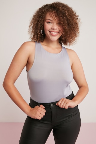ETHIQUET SHELBY Kadın Vücuda Tamamen Oturan Halter Yaka Sıfır Kol Gri Büyük Beden Body