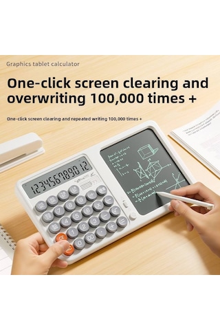 Grafik Çizim Tahtalı Digital Hesap Makinesi Çizim Pad Li Grafik Tabletli Hesap Makinası Kalemli Beyaz