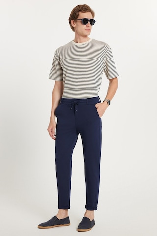 Tudors Erkek Slim Fit Pamuklu Beli Bağlamalı Yan Cepli Katlamalı Paça Jogger Lacivert Pantolon-35399 Lacivert