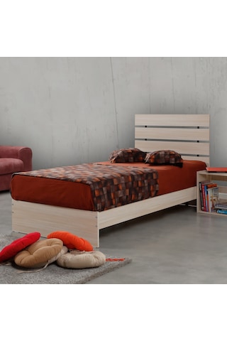 Pasifichome Huga Tek Kişilik Ahşap Karyola Meşe 90Lk /90*200 Başlıklı Karyola