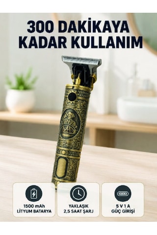 Kablosuz Saç Sakal Kesme Makinesi T Tipi Metal Bıçaklı 3 Kademeli