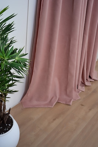Kadife Dokulu Ada Fon Perde Salon Yatak Odası Pembe