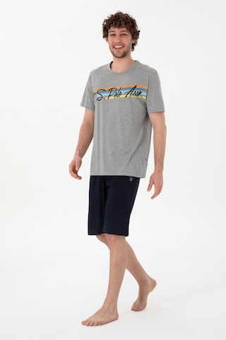 U.S. Polo Assn. Erkek Bisiklet Yaka Gri Melanj Pijama Takımı 50309481-VR086