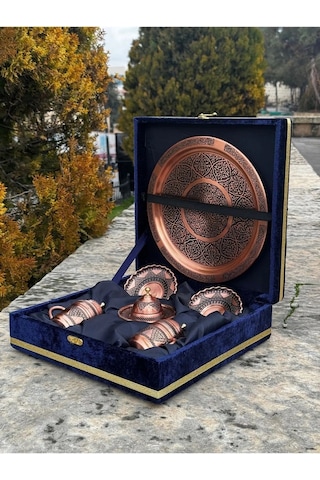 2 Li Kadife Kutulu Lüx Fincan Takımı Kirmızı