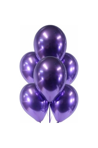 Mor Renk Krom Balon 5 Adet Renkli
