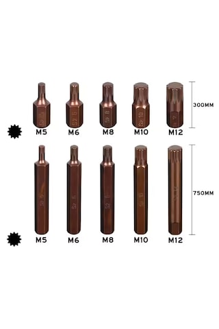 40 Parça Bits Uç Seti Torx Allen Ve Spline S2 Çelik Malzeme