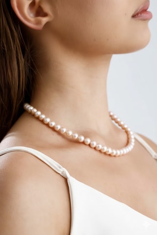 Pudra Pembe Doğal İnci Kolye Bileklik Set - Sarı