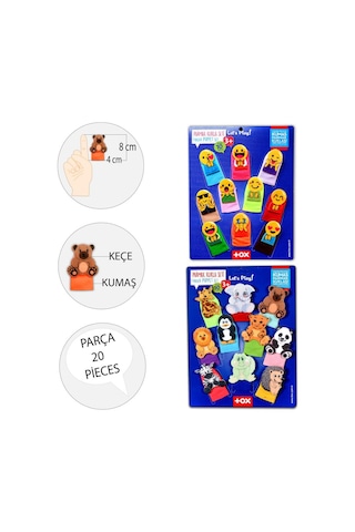 2 Set - 20 Parça Tox Emojiler Ve Vahşi Hayvanlar Parmak Kukla T10