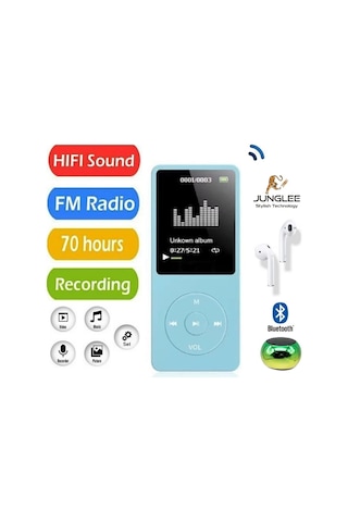 8gb Hafıza Kartlı Bluetoothlu Mp3 Çalar Fm Radio Dahili Hoparlör Ekranlı Müzik Çalar