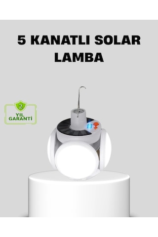 Mey İthalat Solar Güneş Enerjili Ve Usb Şarjlı 5 Kanatlı Led Kamp Lambası Çok Renkli