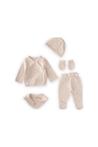 Cigit Organik Hastahane Çıkışı Bebek Takımı 0-3 Ay Ham Krem