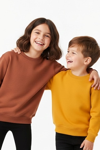 Zuzunga 2'li Basic Şardonlu Çocuk Sweatshirt Hardal - Kahverengi 9003