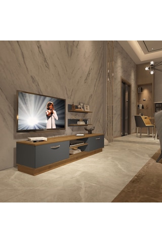 Decoraktiv Eko 4b Mdf Dvd Tv Ünitesi Tv Sehpası Pera - Antrasit