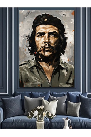 Savaşçı Che Guevara Portre Dekoratif Kanvas - Mdf Ahşap Tablo