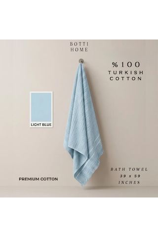 Botti Home %100 Pamuk Jakarlı Banyo Havlusu 100 X 150 Cm Çeyizlik Yumuşak Dokulu Havlu Bebek Mavisi