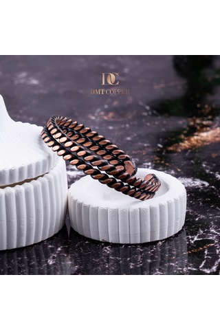 Dmt Copper El Yapımı Şık Tasarım Kalın Dövülmüş Saf Bakır Bilezik Bakır Takı Bilekliği Işıklı Kutulu Bakır