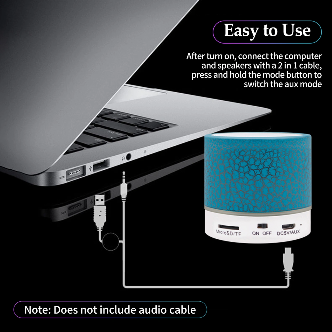 Geeroyoo Mini Bluetooth Hoparlör, 7 Renkli Işıklı, Usb/tf Kart Desteği, Taşınabilir, 360 Ses, Dışarıda/mola/manzaralar İçin Pembe