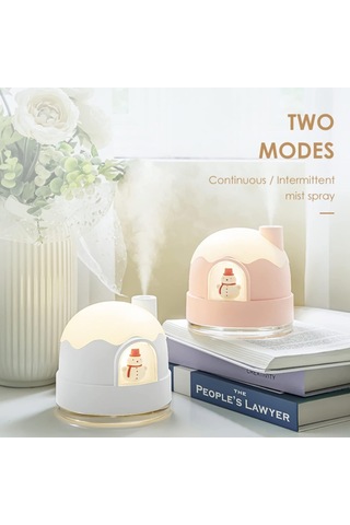 Geeroyoo 350ml Usb Mikro Nemlendirici Ve Gece Lambası - Sessiz Çalışma, Sürekli/aralıklı Buhar Modu, Ev/ofis Kullanıma Uygun Beyaz/pembe