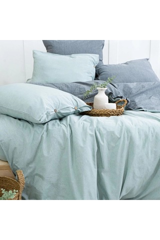 Tek Kişilik %100 Pamuk Ranforce Nevresim Takımı 160x220 Cm Açık Mavi Lastiksiz Çarşaflı Açik Mavi