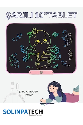 Solinpatech 10'' Şarj Edilebilir Dijital Yazı Çizim Tableti Pembe