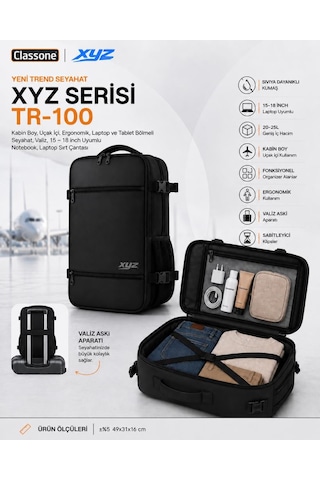 Classone Xyz Serisi Tr-100 Kabin Boy ,uçak İçi , Ergonomik, Laptop Ve Tablet Bölmeli, Seyahat, Valiz, 15 -18 İnch Uyumlu Notebook, Laptop Sırt Çantası Siyah Classone Xyz Serisi Tr-100 Kabin Boy ,uçak İçi , Ergonomik, Laptop Ve Tablet Bölmeli, Seyahat, Valiz, 15 -18 İnch Uyumlu Notebook, Laptop Sırt Çantası Siyah