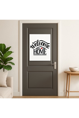 Welcome Home Yazılı Minimalist Cam Tablo Sıcak Ve Modern Karşılama Tasarımı