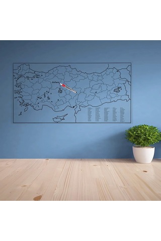 Yazılabilir Türkiye Haritası Manyetik Duvar Stickerı 110 X 56 Cm 5570 Çok Renkli