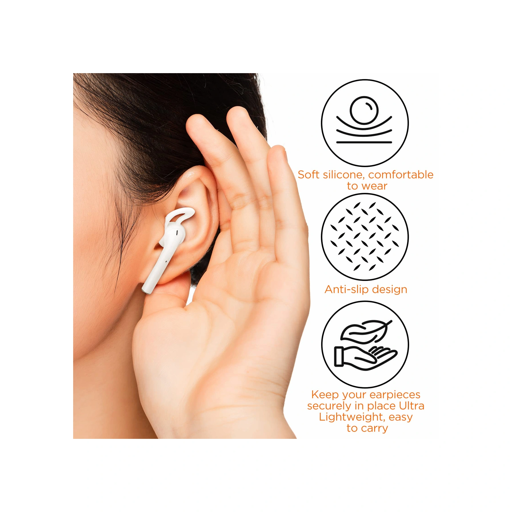 Airpod'lar İçin Kulak Kancaları, 5 Çift Silikon Yumuşak Kulak Kancası, Airpod'larla Uyumlu Kaymaz Spor Kulaklıkları, Ultra Hafif Kulaklık Aksesuarları