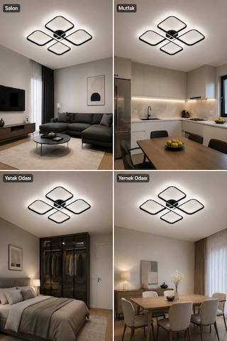 AvizeGO Nuvo Led Plafonyer Avize Beyaz Işık Siyah