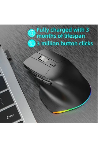 Mouse Ergonomik Kablosuz Gaming Mouse Rgb Işıklı Sessiz Şarjlı