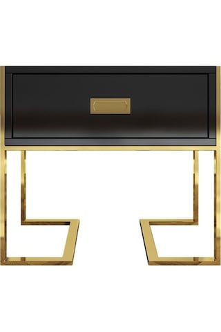 Barbara Gold Metal Siyah Yan Sehpa