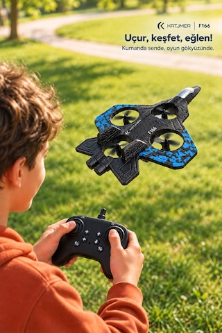 S1 F166 Köpük Gövdeli Kumandalı Mini Drone, Kamerasız, 44,8 G, İrtifa Sabitleme, 360 Takla, 2,4 Ghz Siyah
