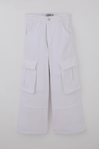 Escabel Kız Çocuk Gabardin Pantolon Kargo Cep Detaylı 5-9 Yaş, Beyaz