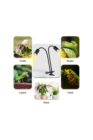 Yifomall Kaplumbağa Kertenkele Için Çift Kafa Uvb Isıtıcı Lambalı Tutucu, Otomatik Zamanlayıcı, Işık Şiddeti Ayarlı, Kalsiyum Takviyesi, Siyah, Avrupa Standartı Lamba Haric Siyah