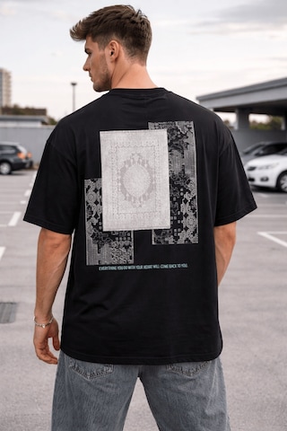 Cool Tarz Oversize Erkek Tişört Baskılı Pamuklu Rahat Kesim Streetwear Yazlık Basic T-shirt Siyah Siyah