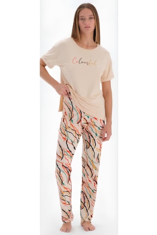 Eros 33560 Kısa Kol Kadın Pijama Takımı Bej