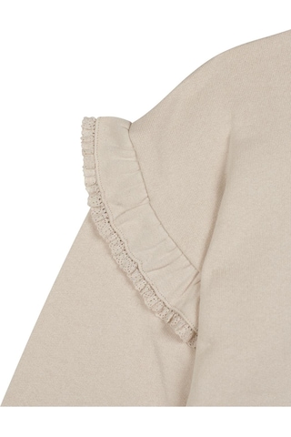 Antebies Organik Bej Dantel Detaylı Uzun Kollu Manşetli Kız Çocuk Sweatshirt Krem