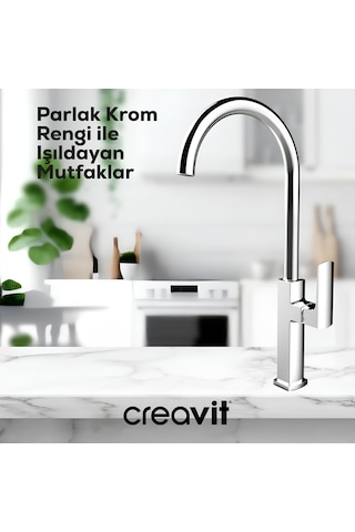 Creavit Slope Lavabo Banyo Eviye Bataryası 3'lü Set SP1500-SP2500-SP8502 Krom