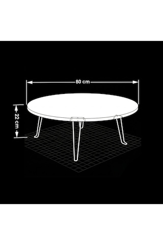 Ratemo 80 Cm Beyaz Katlanır Yer Sofrası 22 Cm Yükseklik Yemek Masası Beyaz