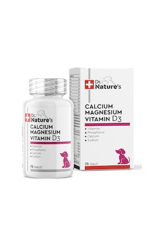Dr. Nature's Dog Kalsiyum Magnezyum + Vit D3 Köpekler için Besin Takviyesi 75 Tablet