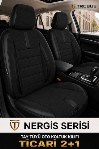Toyota Corolla 2002-2006 Sonrası Siyah Nergis Ortopedik Tay Tüyü 2+1 Ticari Koltuk Kılıfı Siyah