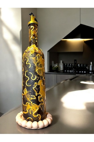 El Yapımı Altın Varaklı Yağdanlık Tasarım Sunum Standı İle Şık Mutfaklar Ve Sofralar Kahverengi