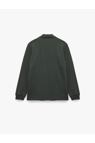 Koton Şardonlu Yaka Uzun Kollu Regular Fit Fermuarlı Sweatshirt Yeşil 7wam70007mk